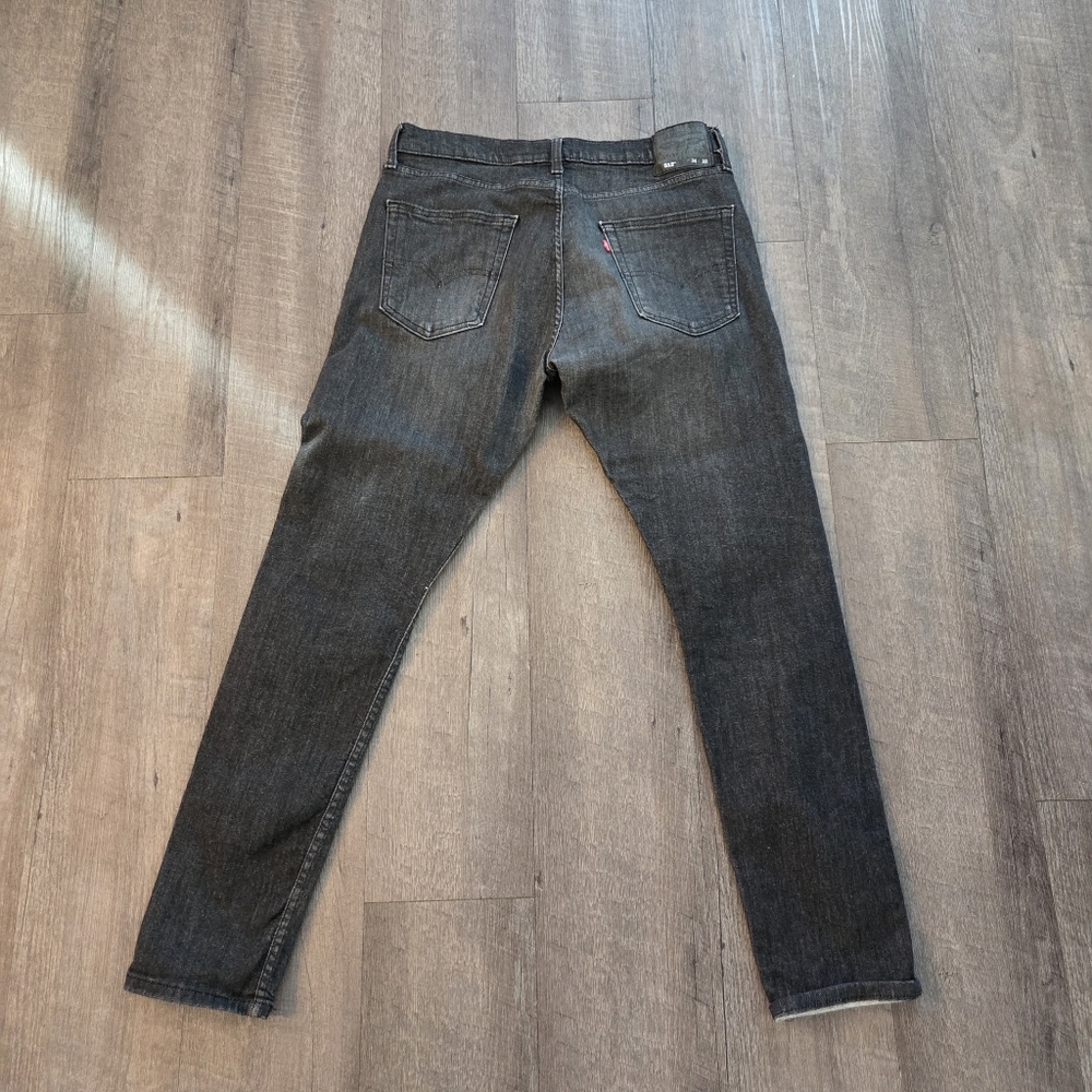 Levi's 512 Straight Fit Men’s Jeans 34x32 Stretch, “Midnight Worn” Black/Grey